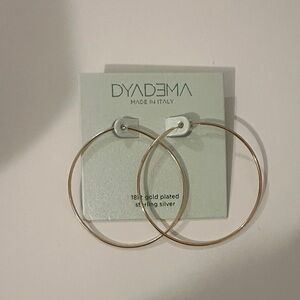 dyadema 18 karat gold plated sterling silver skinny hoop earrings